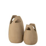 Poignée de vase J-Line en céramique beige, vue de face