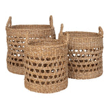 Lot de 3 paniers Balok en jonc de mer avec détails noirs