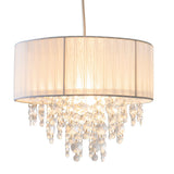 Pendard décoratif "Crystallo", lampe suspendue en métal, matériau transparent en plastique et textile blanc, socket E27, pour salle à manger, salon, couloir ou bureau, 30 cm de diamètre