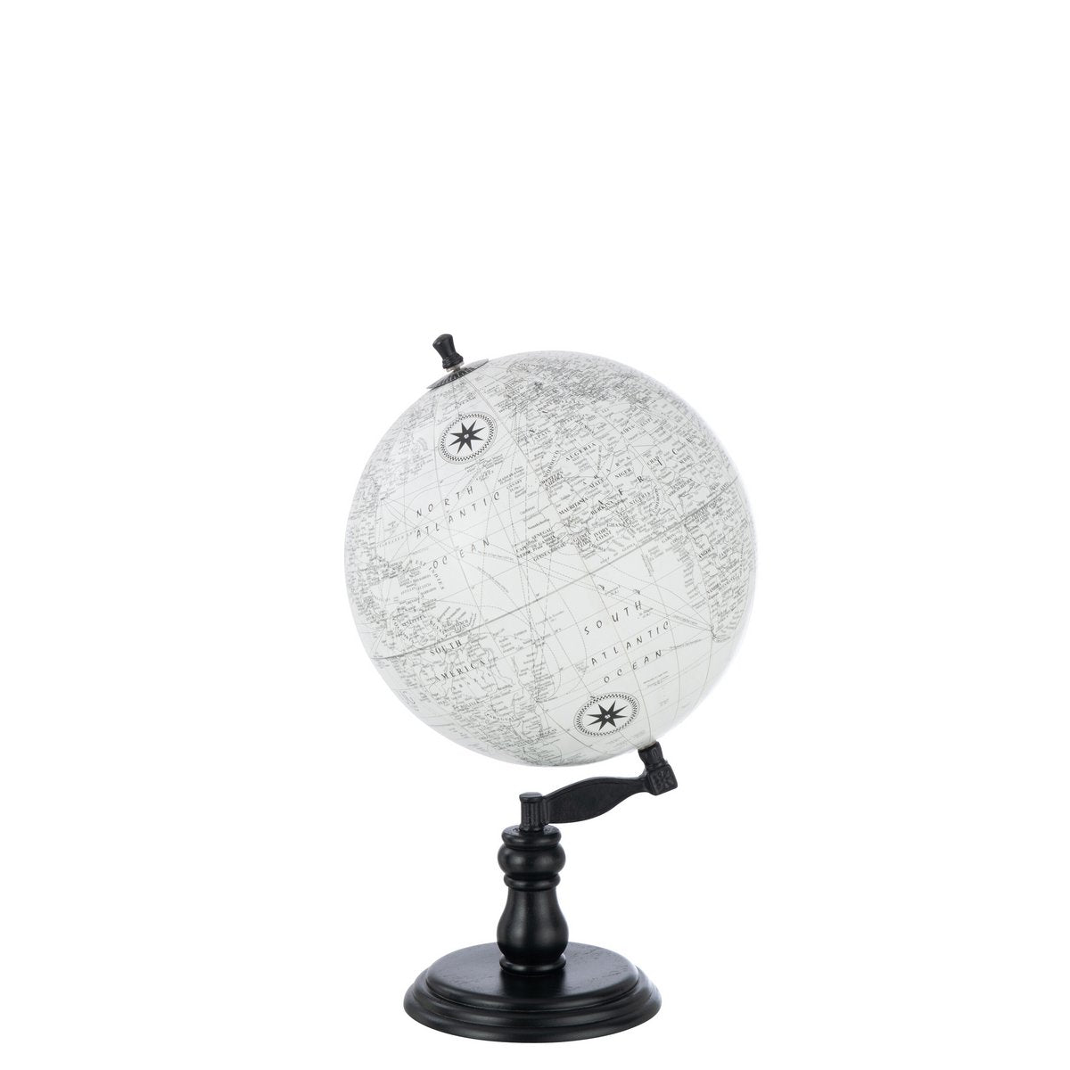 Globe J-Line sur socle en bois gris et noir, élégant et raffiné