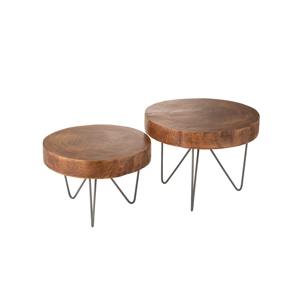 Table d'appoint J-Line Paulownia en situation dans un salon moderne