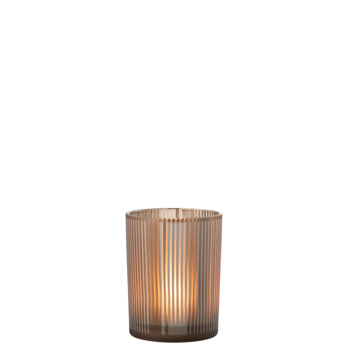 Lanterne J-Line Stripes en verre marron et blanc, vue de face.