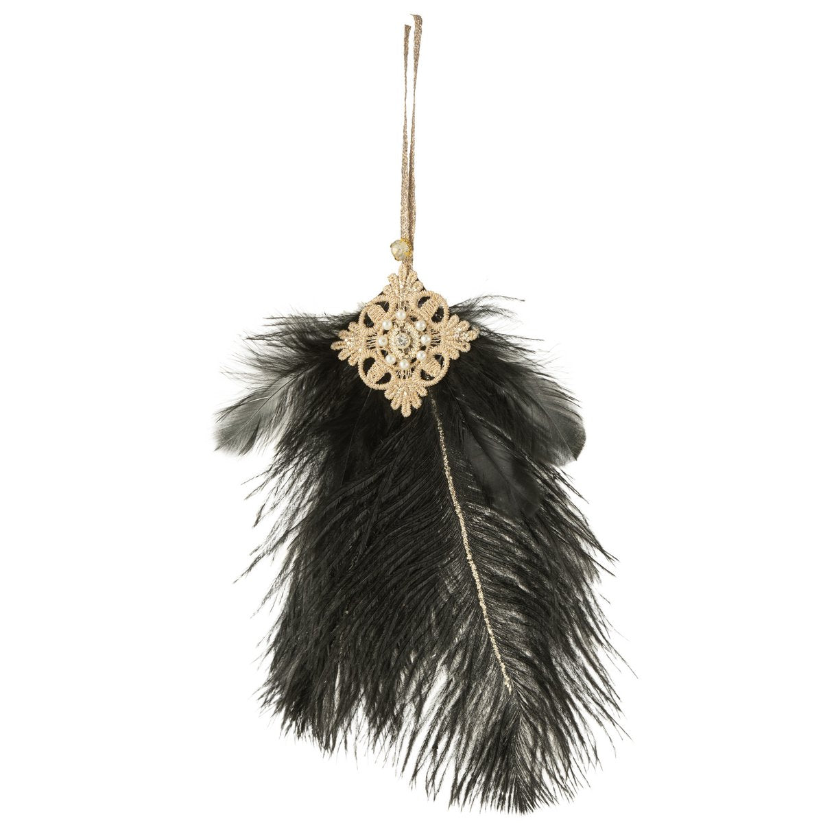 Vue latérale de la suspension J-Line Pluim Strass dans un intérieur moderne