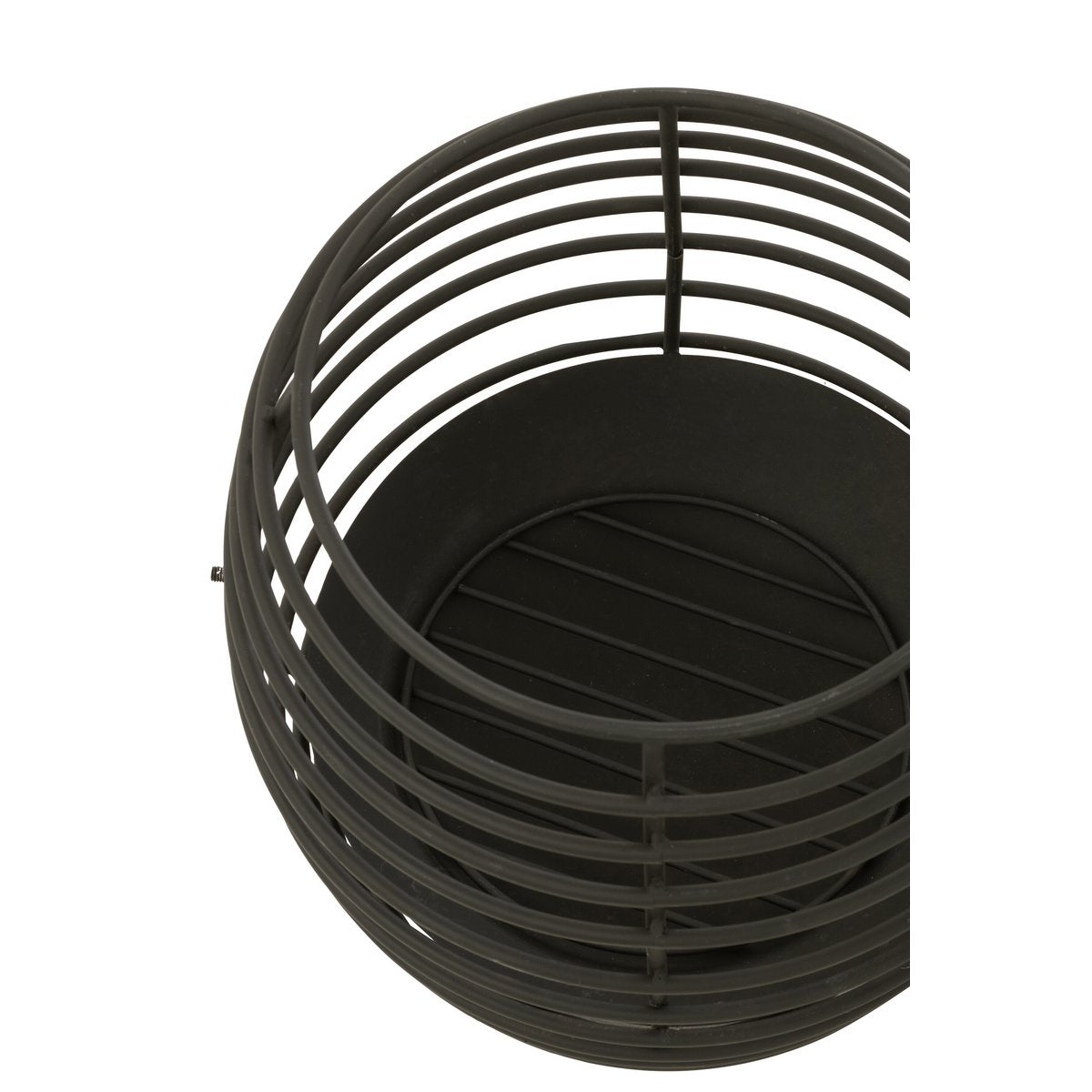 Brasero J-Line Round Rinds en fer noir, design moderne et élégant.