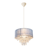 Deko Pendant Light "Crystallo", lampe suspendue en métal, en plastique transparent et matériau textile gris, socket E27, pour salle à manger, salon, couloir ou bureau, 30 cm de diamètre