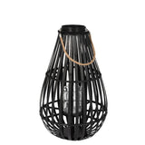 Lanterne J-Line en bambou noir, forme goutte, élégance moderne