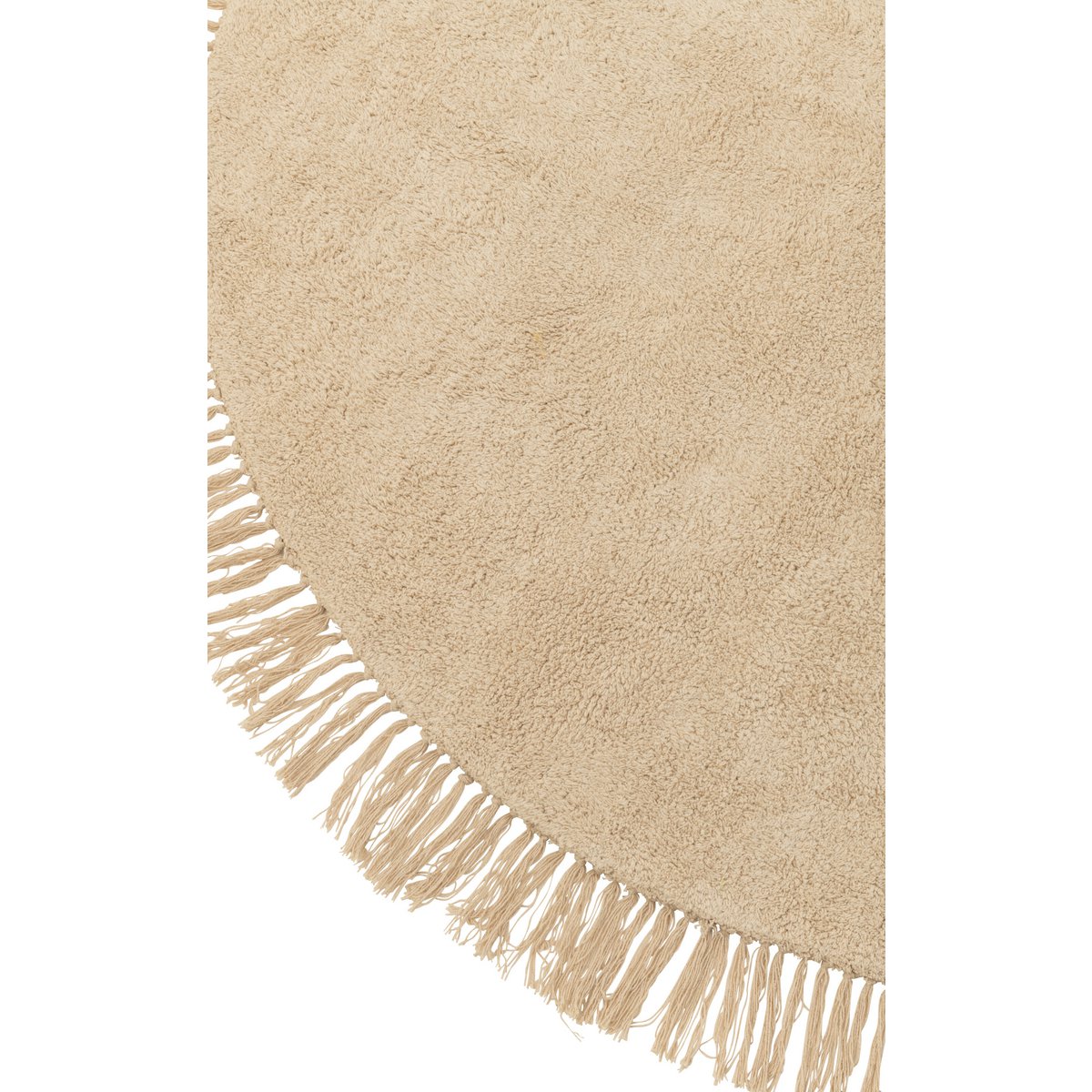 Tapis J-Line Rond beige avec franges, vue de dessus