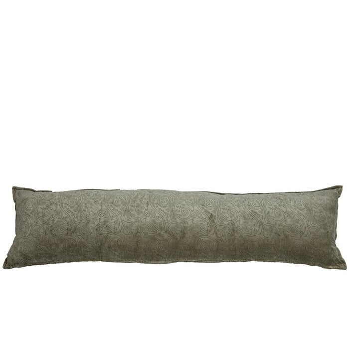 Coussin en velours Delfina olive 120x30, élégant et luxueux