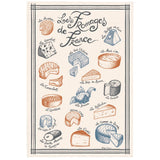 Torchon Imprimé Fromages de France Écru 48 x 72