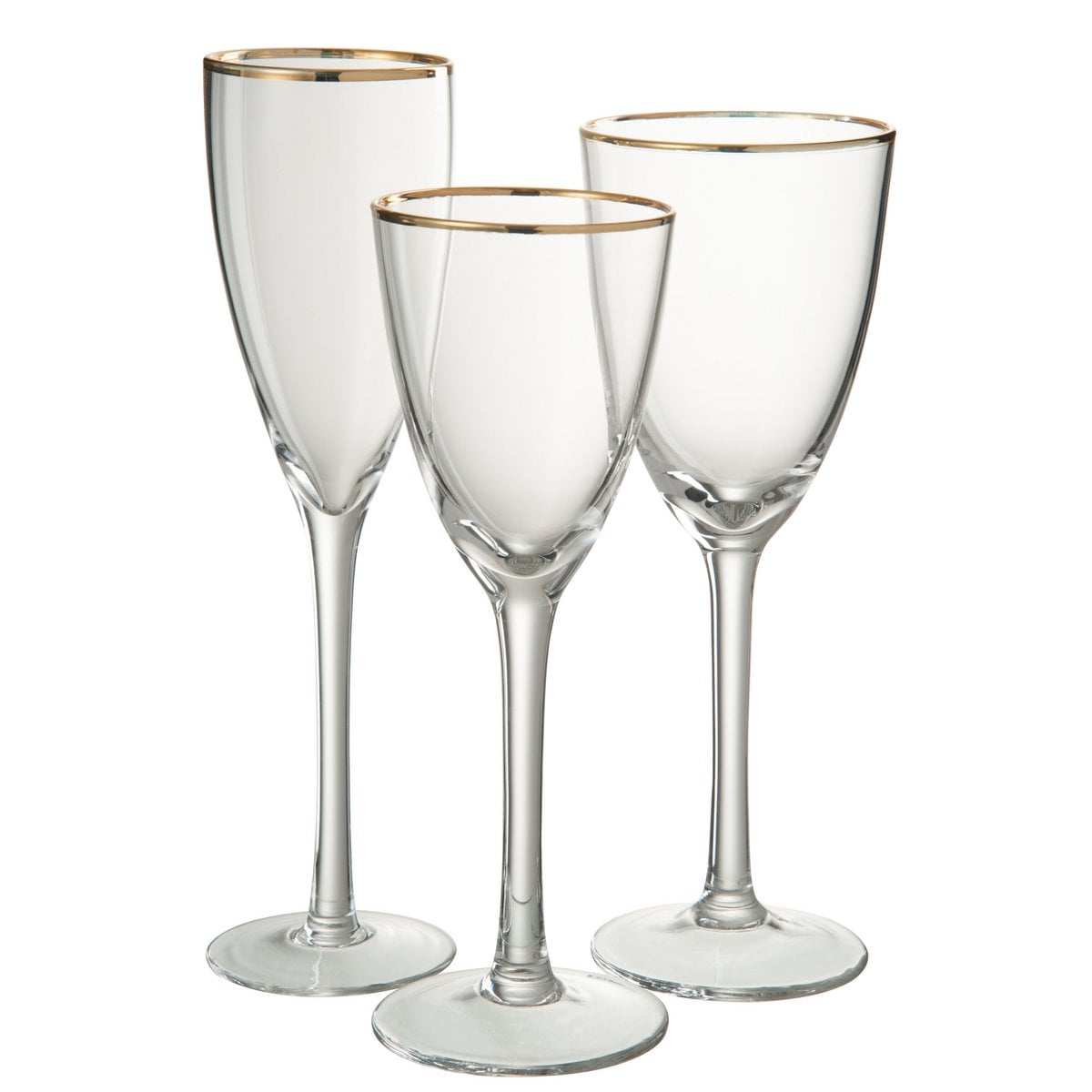 Verre à champagne J-Line Golden Edge avec bordure dorée sur fond blanc