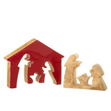 Crèche J-Line en bois rouge et naturel, vue de face