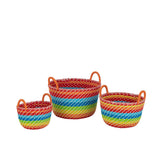 Lot de 3 paniers J-Line Rainbow Stripes sur un fond neutre