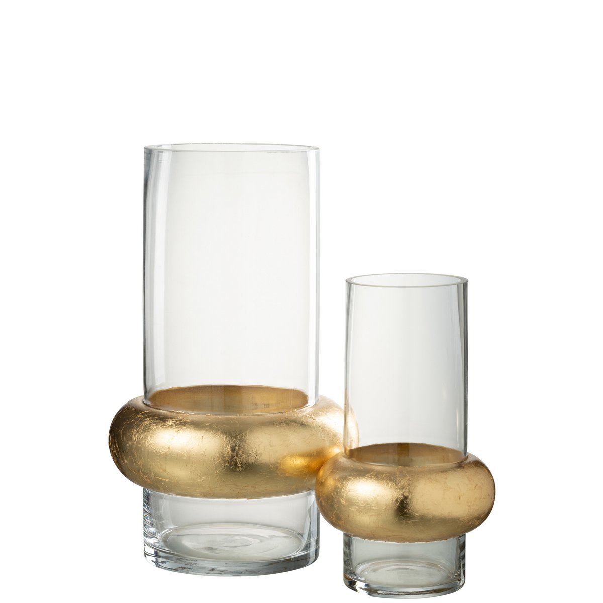 Vase J-Line Cylindre Ring Low en verre transparent, vue de face