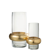 Vase J-Line Cylindre Ring Low en verre transparent, vue de face