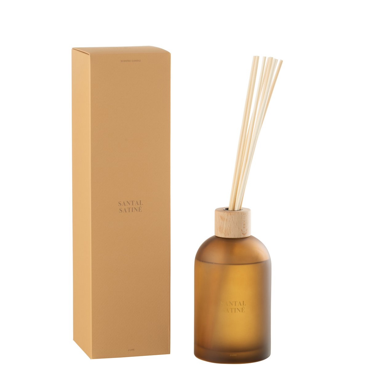 Bâtonnets parfumés J-Line Santal Satiné dans un élégant flacon jaune