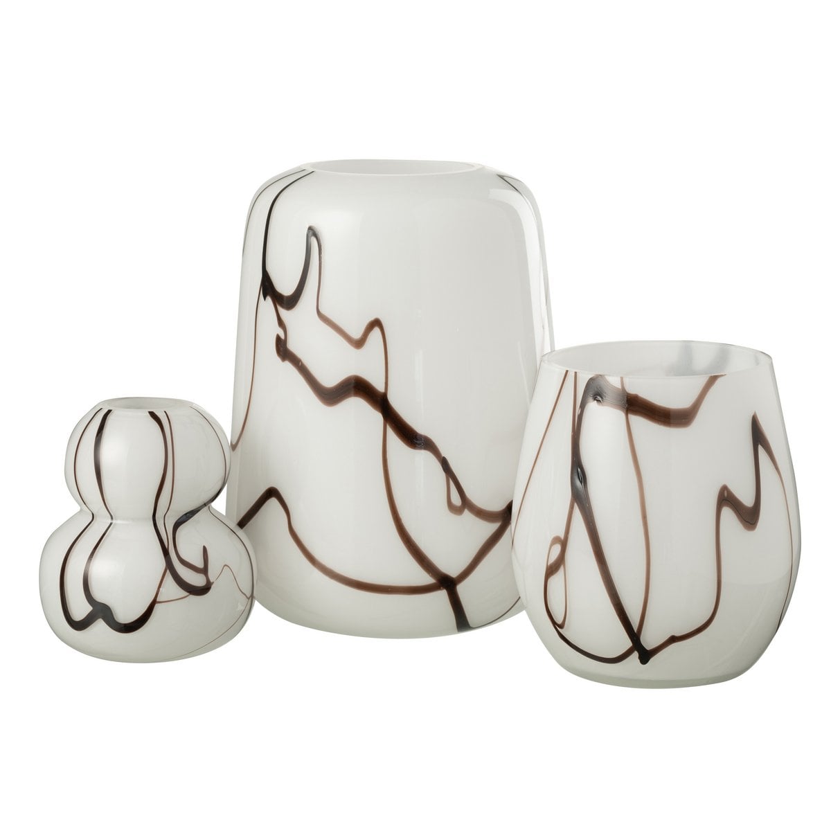 Vase effet de fumée J-Line blanc étroit, design contemporain avec nuances de noir.