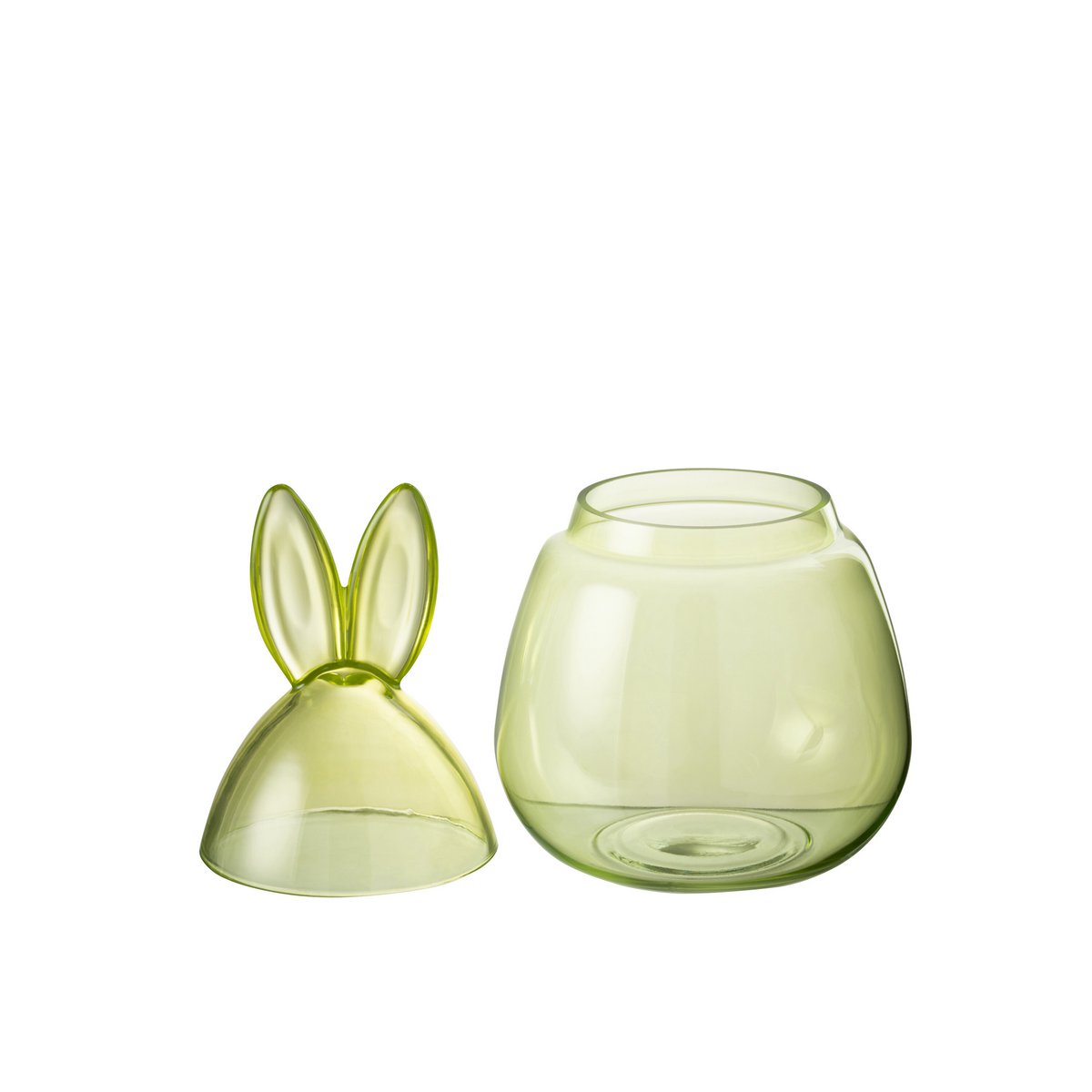 Pot de conservation J-Line Lapin en verre vert - vue latérale