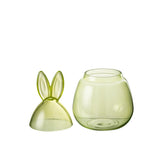 Pot de conservation J-Line Lapin en verre vert - vue latérale