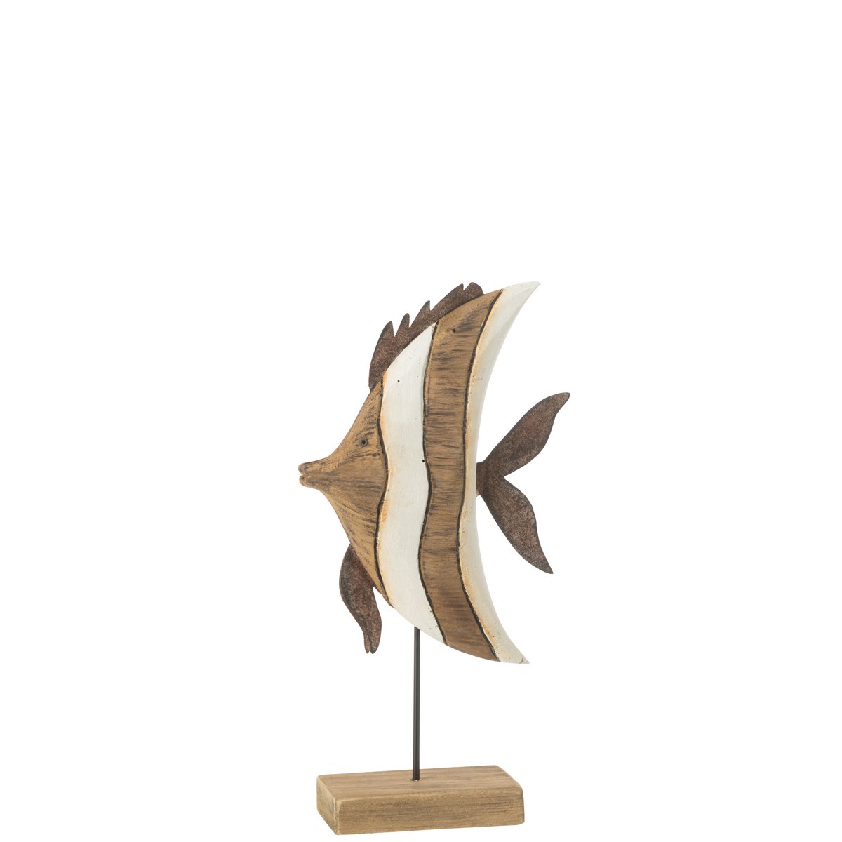Détail du poisson rayé en bois, ambiance bohème et élégante