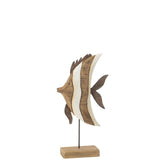 Détail du poisson rayé en bois, ambiance bohème et élégante
