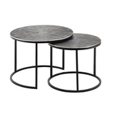 Ensemble de tables basses 2 pièces ø 55 et 45 cm table d'appoint en métal argenté tables rondes salon Carlton