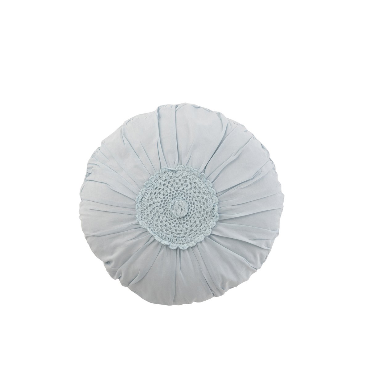Coussin Round Lace J-Line en coton bleu, vue de face