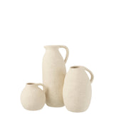 Vase Jug J-Line en céramique beige, vue de face