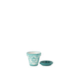 Détail du pot de fleurs J-Line Grenade Aqua, finition brillante