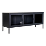 Banc TV Brisbane - Noir, Acier/Verre, 130x40x55 cm