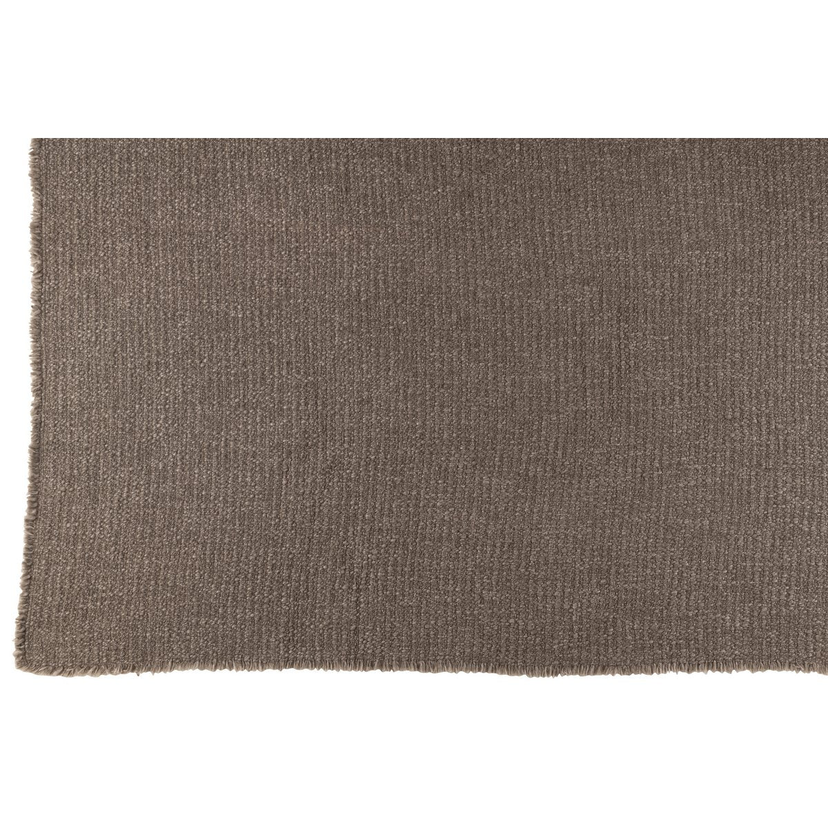 Plaid Bords Effilochés J-Line en coton/polyester taupe, vue de face