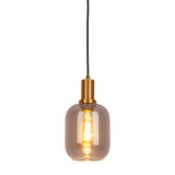 Lampe à 1 pendentif "Fumo", lampe à pendentif en métal et en verre en noir, avec une douille E14, pour salle à manger, salon, couloir ou bureau, lampe suspendue 150 x 20 cm