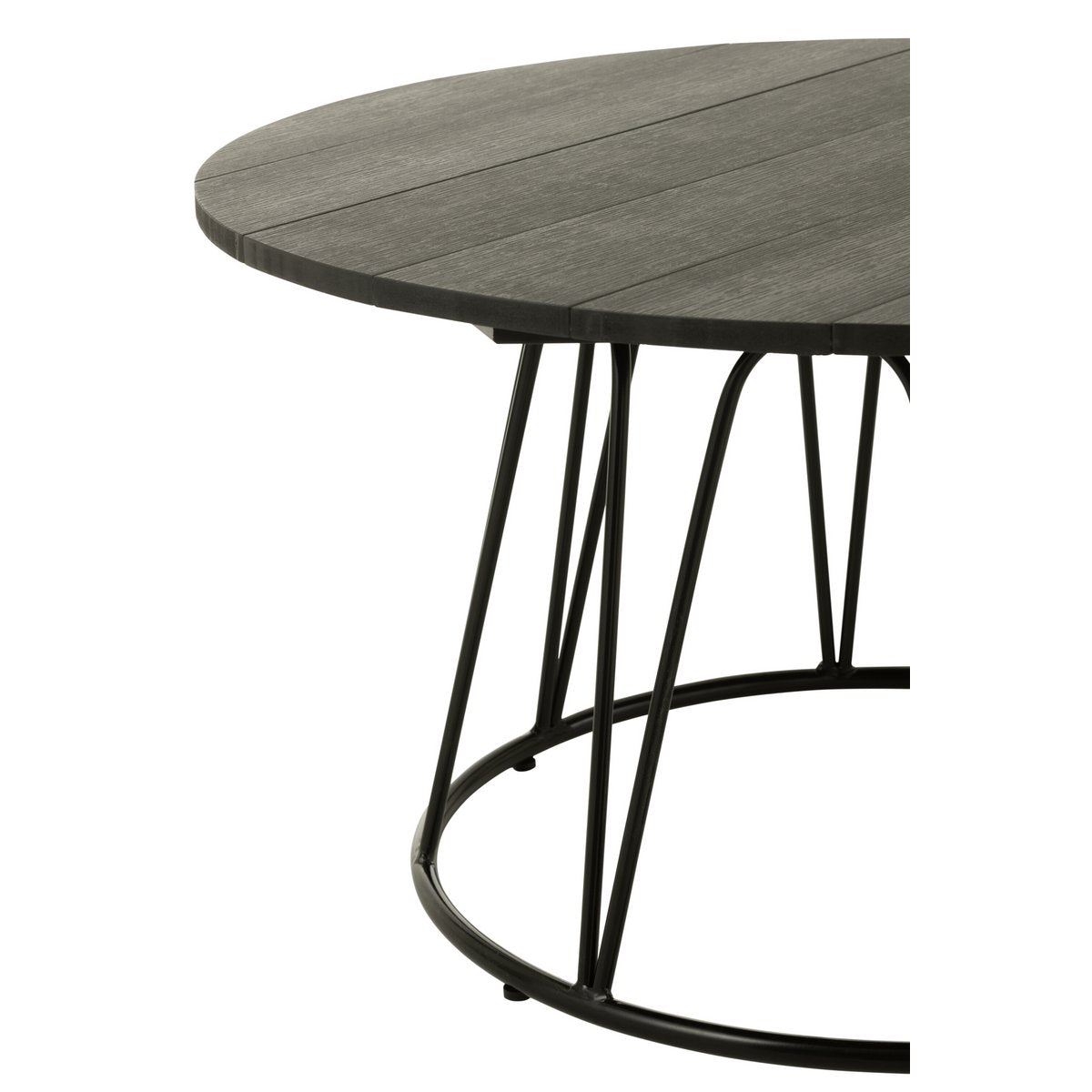 Détail de la table J-Line Zoa, finition en métal noir, ambiance chic.