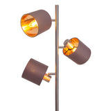 Lampe debout "Maron" en métal-satin-matt avec parasols en tissu en marron, avec une douille E14, pour salle à manger, salon, couloir ou bureau, lampe pour le salon, la salle à manger, le couloir et le bureau, la lampe debout à l'intérieur de 153 cm d