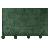 Plaid pompon J-Line vert foncé plié sur une chaise