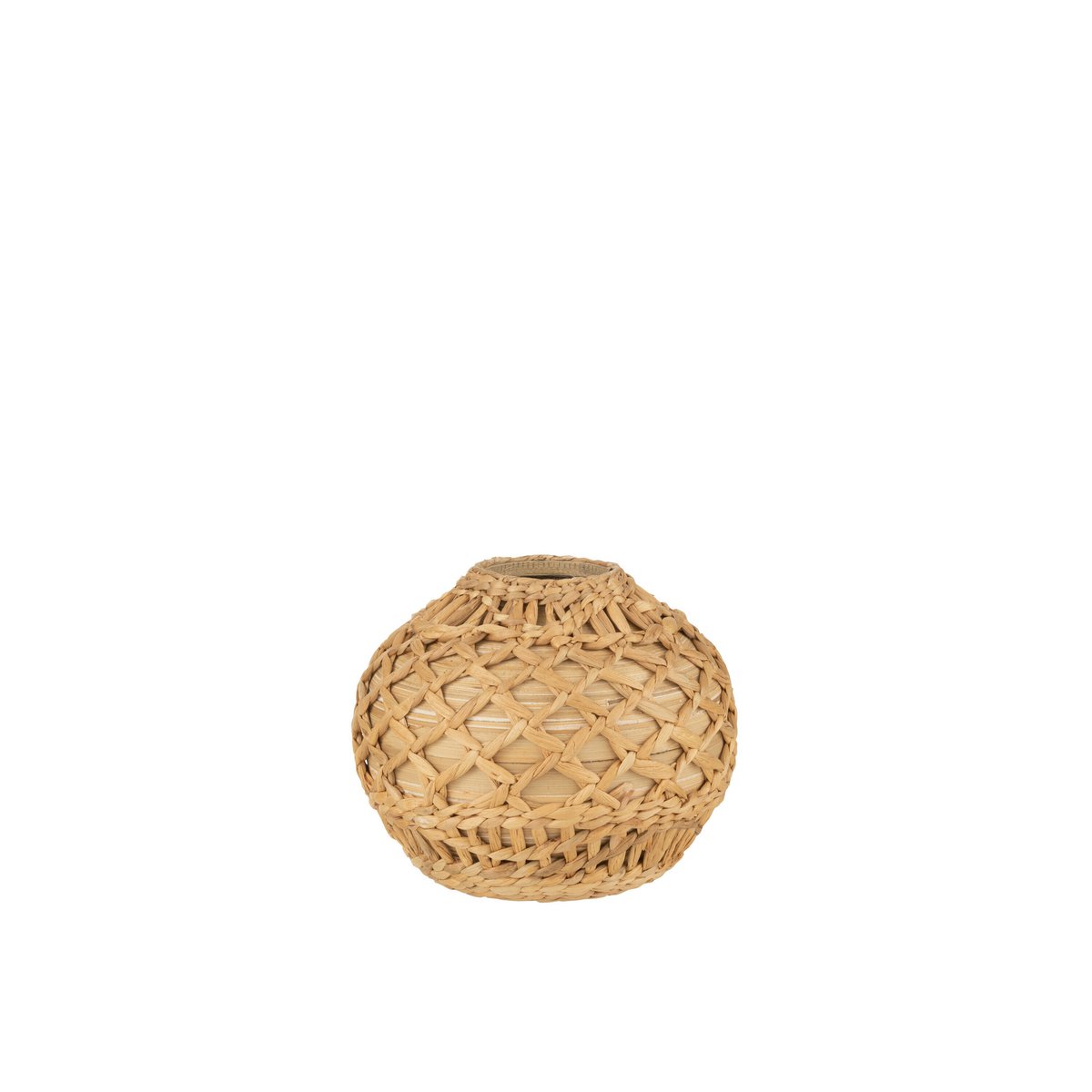 Vase Wicker J-Line en rotin naturel, diamètre 25,5 cm, style bohème
