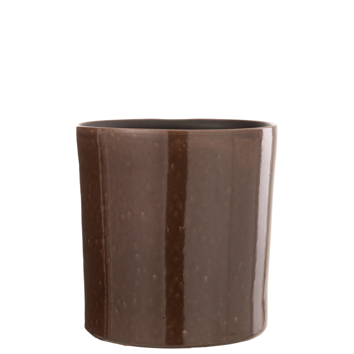 Pot de fleurs J-Line Flek en céramique marron, vue de face