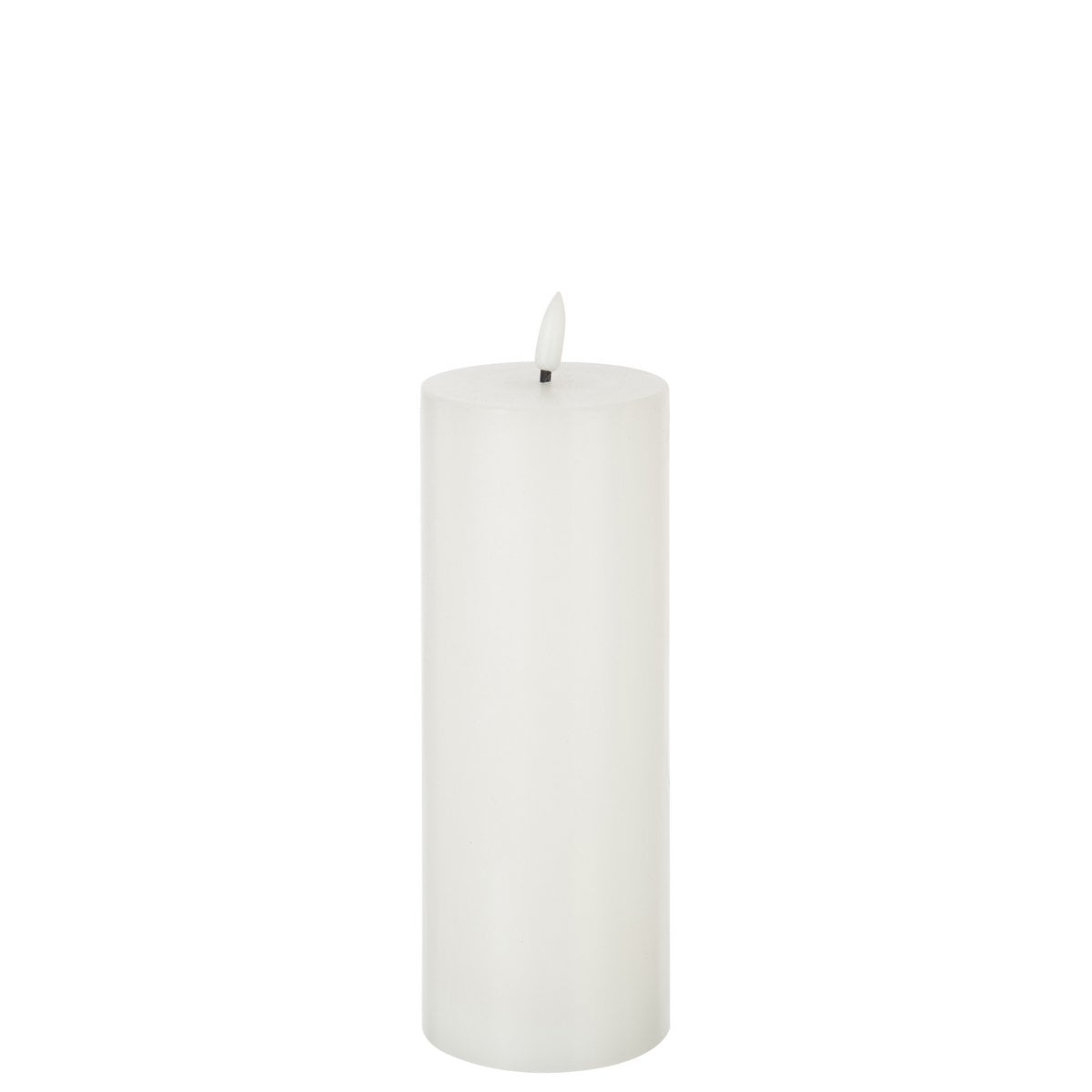 Bougie cylindrique J-Line blanche avec lumières LED, vue de face