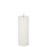 Bougie cylindrique J-Line blanche avec lumières LED, vue de face