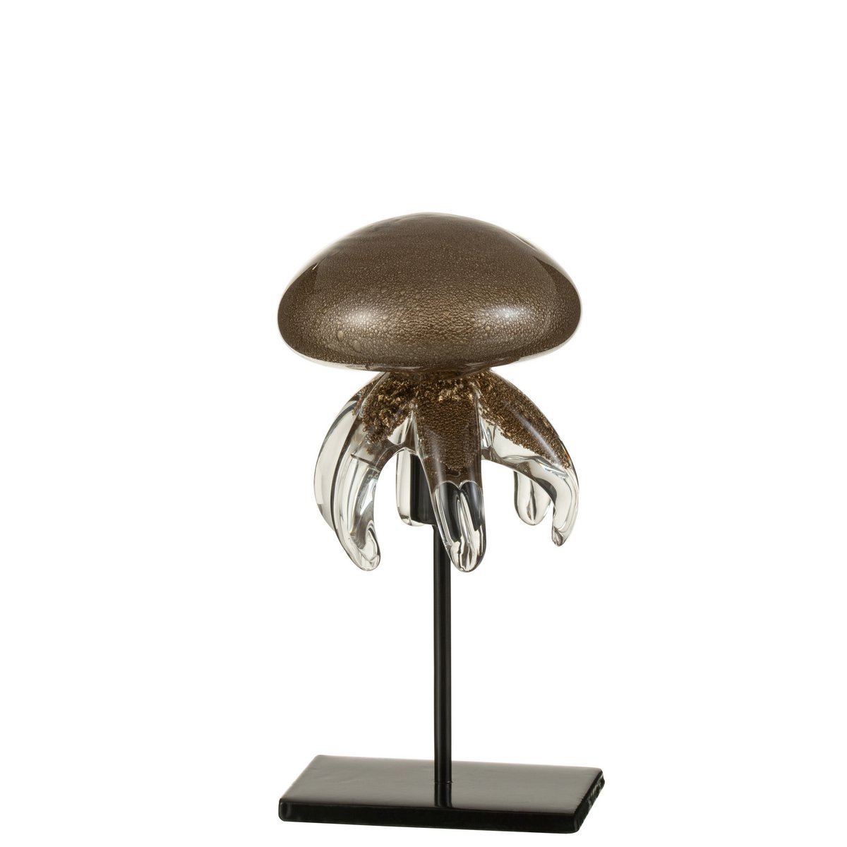 Décoration Méduse en verre marron sur pied, élégance moderne et style marin