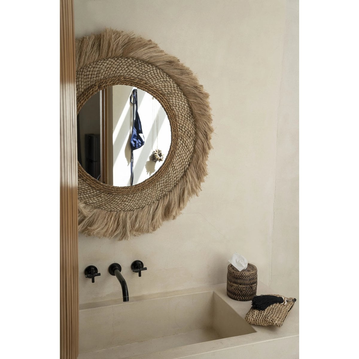 Miroir Capri - Détail du cadre en herbe durable