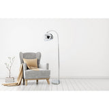Lampe debout "style", lampadaire classique rétro avec un arc fait de métal de couleur chromée avec une prise E27, 146 cm de haut, idéal pour la salle à manger, le salon et le bureau.