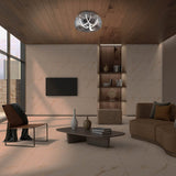 Plafond LED "Malou" Ø 45 cm, 23,5 cm de haut, en métal, verre fumé, LED intégrée, blanc chaud