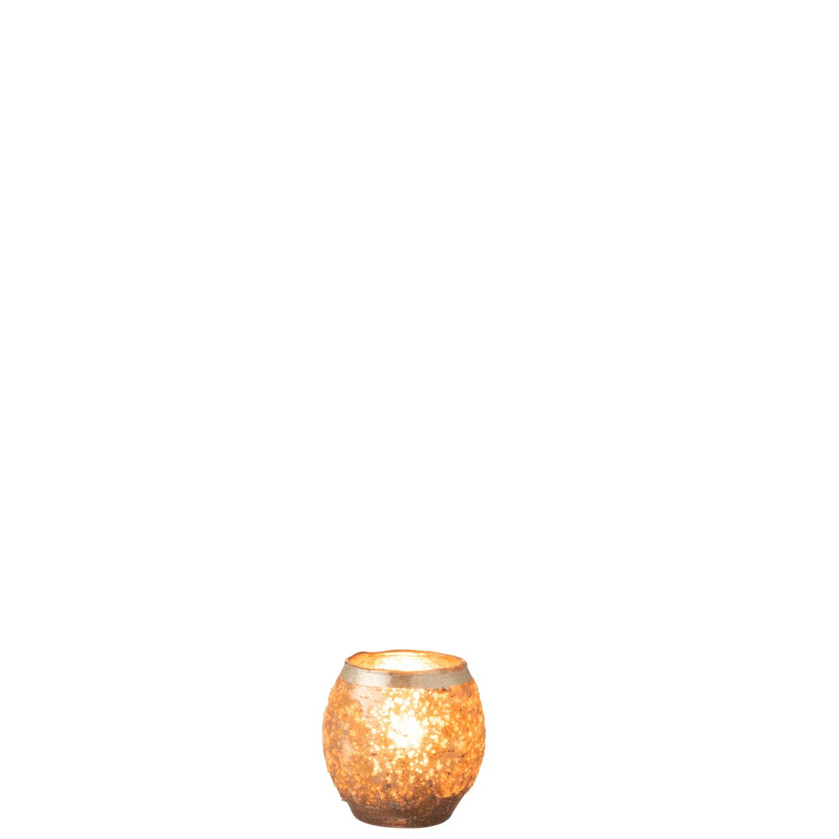 Bougeoir J-Line Frosty Round en verre rose, vue de face
