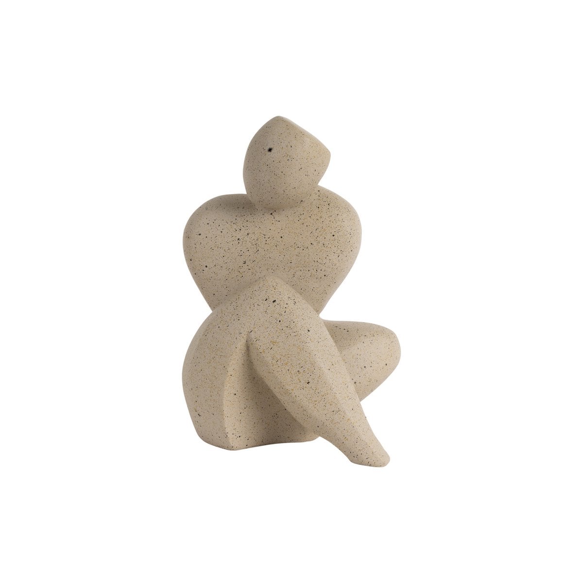 Statue abstraite minimaliste avec lignes organiques vue de profil