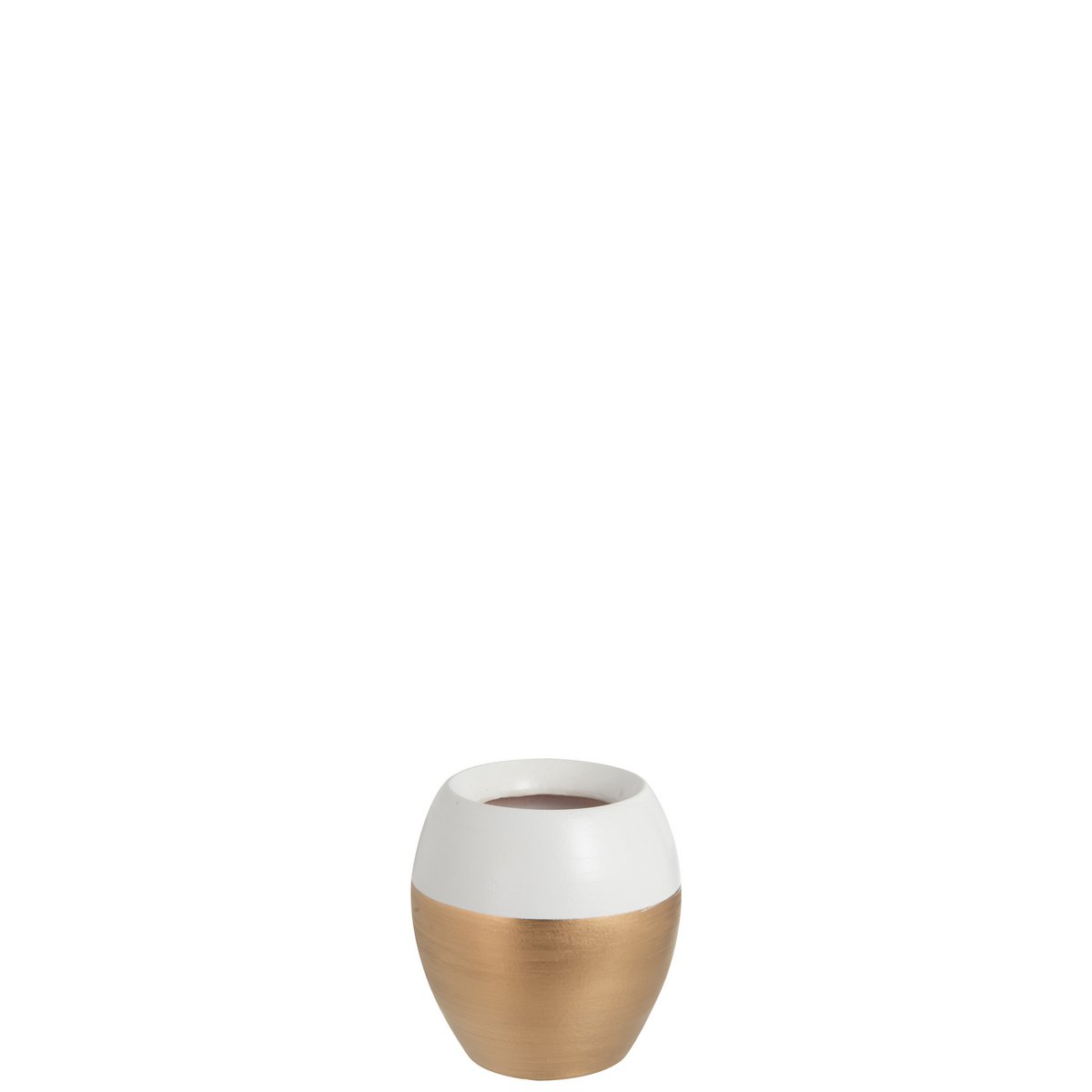 Vase J-Line en céramique blanc et or, design élégant pour décoration intérieure