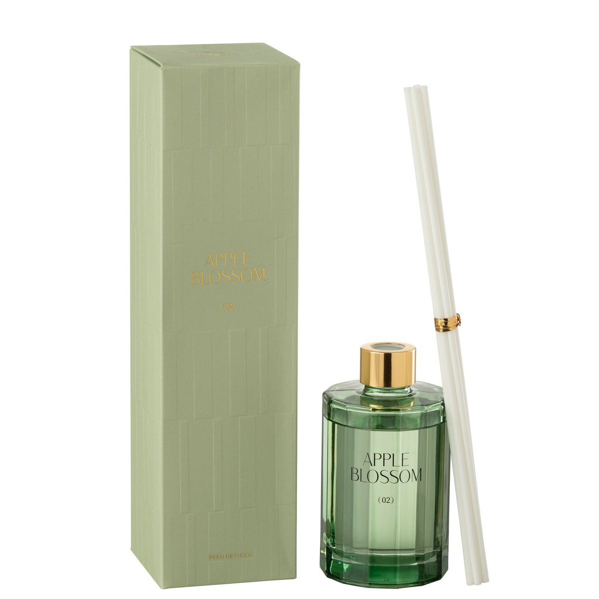 Bâtonnets parfumés J-Line Apple Blossom dans un élégant verre vert