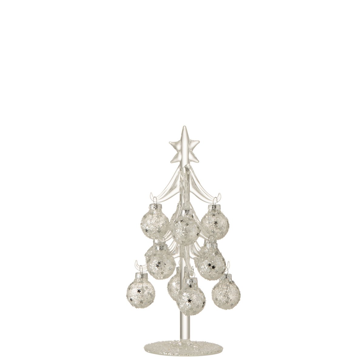 Détail de l'arbre J-Line en verre argenté, ajout chic pour les fêtes.