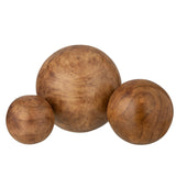 Boule décorative en bois marron J-Line, détail de texture et couleur