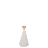 Arbre de Noël Golden Heart J-Line en polyester blanc et or, petite taille