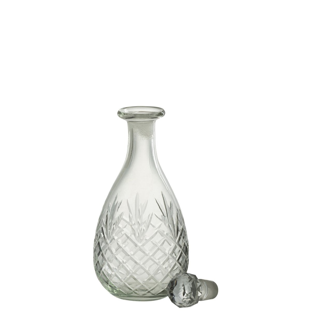 Bouteille décorative J-Line en verre transparent, vue de face